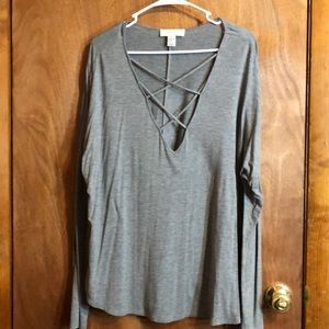 Forever 21 long sleeve grey top size 2x